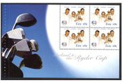 2005 Ireland Ireland and The Ryder Cup Commemorative Stamp Booklet Pane featuring Darren Clarke, Paul McGinley &amp; Padraig Harrington Mint Never Hinged (MNH). Hibernian HP158