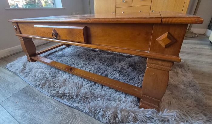 Rustic Solid Wood Coffee Table Farmhouse Style