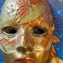 Vintage Solid Brass Masquerade Mask Wall Decor Set of 4 - Hand Painted 1970s Hollywood Regency Indian Brass Mardi Gras Gallery Set Image 3