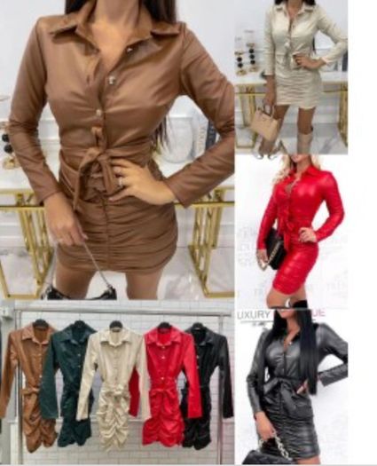 Eco Leather Dress With Ribs