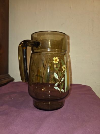 1970's French Smoked Glass Pitcher