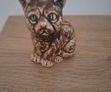 Vintage Staffordshire Treacle Glaze Pottery Brown Cat Figure Ornament