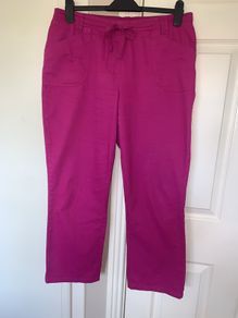 Cotton traders fuchsia trousers with elasticated waist (14)
