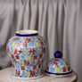 Multi Color Handmade and Hand Painted Large Ceramic Jar with Lid, Chinese Style Jar | Warehouse Clearance | Massive Discount | Bargain prices Image 3