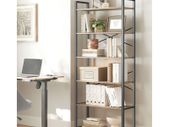 Bookcase with 6 levels in industrial design oak rustic brown  black walnut