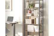 Bookcase with 6 levels in industrial design oak rustic brown  black walnut