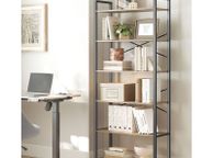 main image for ad Bookcase with 6 levels in industrial design oak rustic brown  black walnut