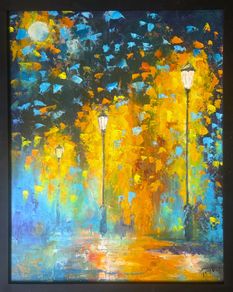 Robert Popczyk "Autumn alley"  Framed