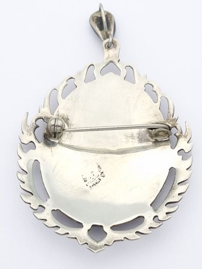Vintage Sterling Silver Siam Niello Brooch Pendant