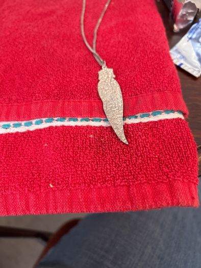 silver feather pendant and chain