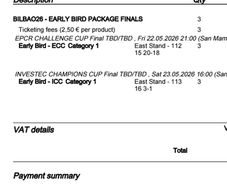 3 x EPRC Challenge Cup & Champions Cup Final Tickets Bilbao 2026