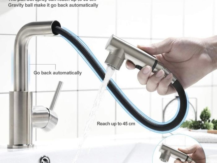 Kitchen Tap with 3 Function Sprayer Pull Out Kitchen Mixer Tap, 360 Degree Swivel Kitchen Sink Tap, Single Handle Sink Tap for Bathroom or Kitchen, Matte Black (FREE POSTAGE)