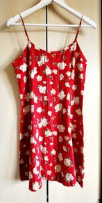 Red floral strappy dress