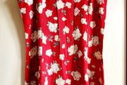 Red floral strappy dress