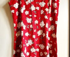 Red floral strappy dress