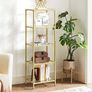 Standing Shelf, Bookcase, Bathroom Shelf, 5 Levels, Kitchen Shelf, Slim Shelf Bathroom Shelf, for Living Room, Bedroom, Study, Tempered Glass, Steel Image 5