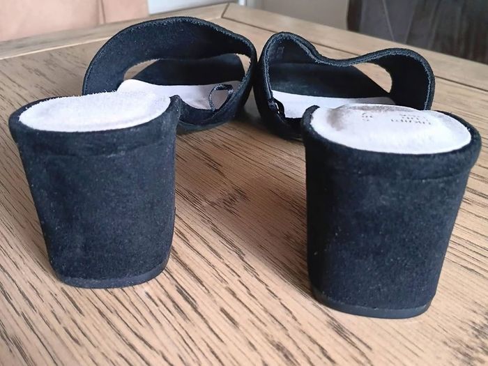 Black Suede Slip on Mules