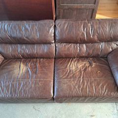 brown leather sofa