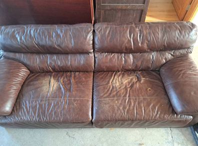 brown leather sofa