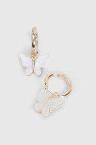 Butterfly Hoop Earrings Delicate Mother-of-Pearl Dangles