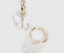 Butterfly Hoop Earrings Delicate Mother-of-Pearl Dangles