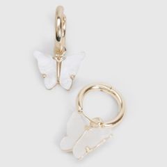 Butterfly Hoop Earrings Delicate Mother-of-Pearl Dangles