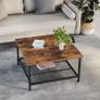 Coffee table square coffee table, coffee table, made of steel, with mesh shelf, square, industrial design, for living room, vintage brown-black Image 4