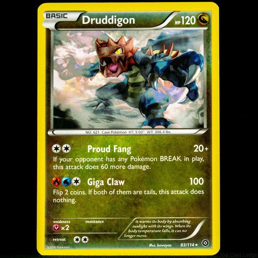 Druddigon 83/114 Rare Black and & White Base Set Pokemon Card