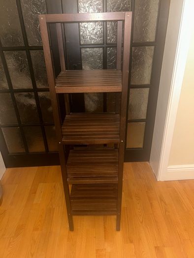 brown book shelf