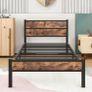 Single Bed Frame with Wooden Headboard and Footboard Image 4