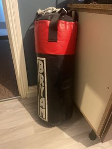 boxing bag and gloves