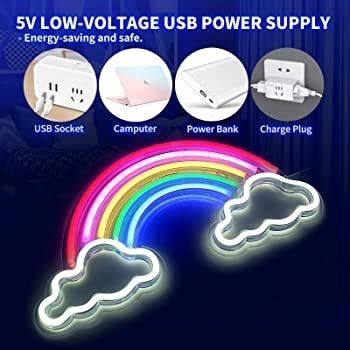 Rainbow LED Neon Light Sign USB Powered 40 x 20cm with Switch Acrylic Neon Wall Light Signs for Bedroom,Living Room,Teen Boys & Grils Game Room Decor (FREE POSTAGE)