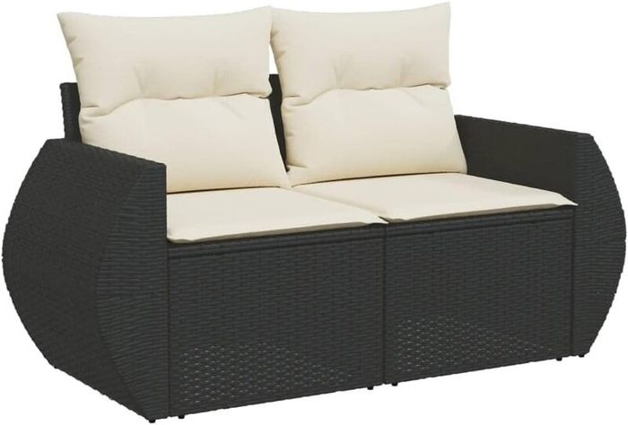 Garden Sofa 2 Seater With Storage Poly Rattan Patio Sofa With Cushions Outdoor Furniture