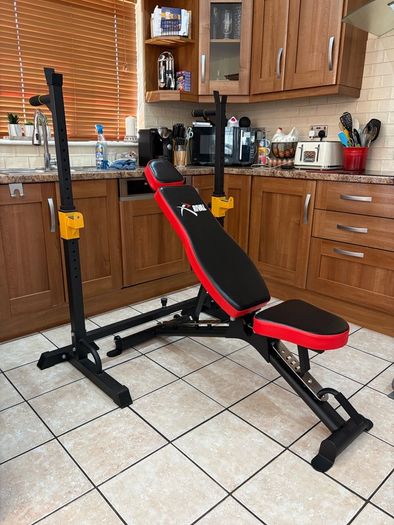 Large Weightlifting Bundle, New Weight Bench, Squat Rack, Gym, 100kg Metal Weights / Barbell Set, Dumbbells, Mat And More!