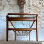 Solid Teak & Glazed Glass Coffee Table With Magazine Rack Image 3