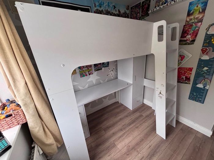 Kids bunk bed/ loft bed with wardrobe and desk