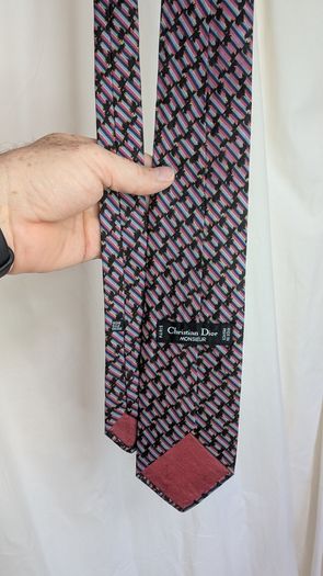 Christian Dior Monsieur Tie Silk Geometric Multicolour Vintage Designer