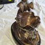 Bronzed Winged Cherub putto open seashell or leaf-shaped vessel with a scorpion like tail. Image 5