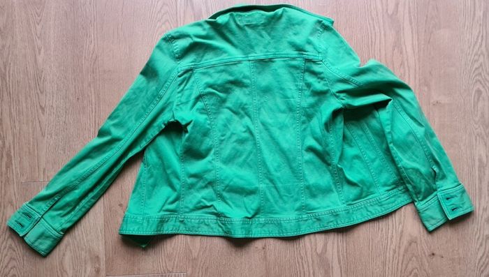 Green denim jacket