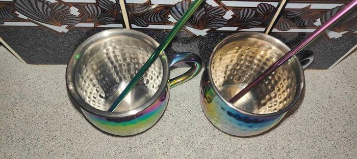 Stainless steel moscow mule mug with multicolor decoration cl 55