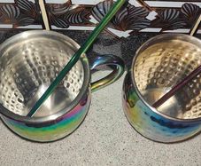 Stainless steel moscow mule mug with multicolor decoration cl 55