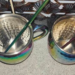 Stainless steel moscow mule mug with multicolor decoration cl 55