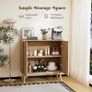 Sideboard, Buffet Storage Cabinet with Fluted Decorating, Sideboard Storage Cabinet with 2 Doors & Adjustable Shelf, Kitchen Cupboard for Living Room, Dining Room, 35 x 77 x 78 cm, Oak Image 6