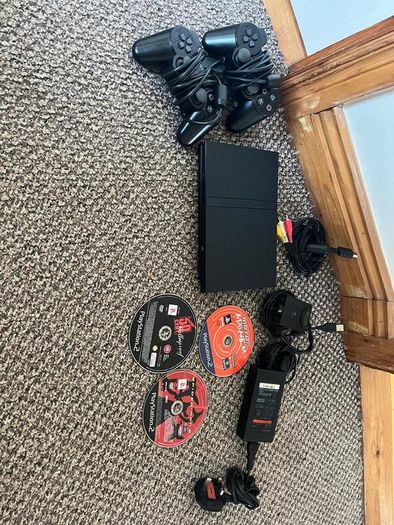 Sony PlayStation 2 Slim Console Bundle Controller, Memory Card & Games