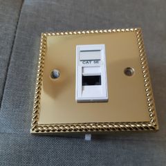 Tenby Renaissance Single Brass RG45 Ethernet Network Brass Socket 7850RB
