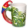 Parrot with Jungle Decal Ceramic Shaped Handle Mug Image 3