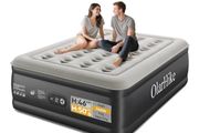 Inflatable Mattress, Air Bed, Double Airbed with Built in Pump, Blow Up Mattress, Folding Guest Bed Self Inflating with Flocked Surface for Camping and Home Use, 190cm x 140cm x 50cm Black