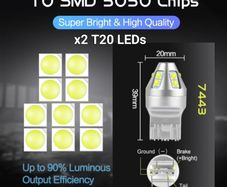 2x T20 7443 Canbus LED Bulb Car Light Turn Signal Brake Reverse Tail Lamp