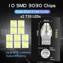 2x T20 7443 Canbus LED Bulb Car Light Turn Signal Brake Reverse Tail Lamp