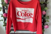 sweatshirt Coca Cola off shoulder red &amp; white sweatshirt small